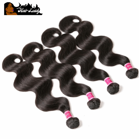 4 Indian Body Wave Bundles With Closure Human Hair Extension With Partial Wig 8-30 Inches