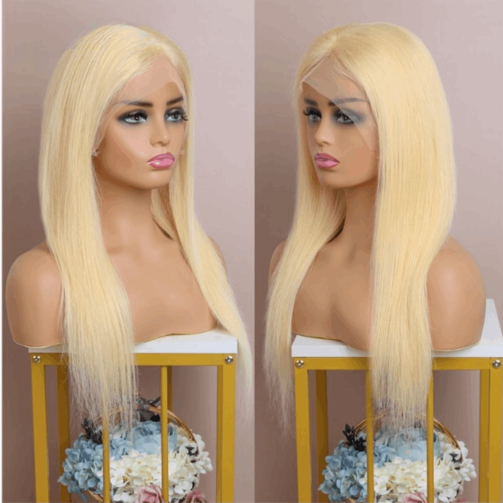 613 Remy Brazilian Long Straight Lace Frontal Wig 8-36 Inches 150% Density