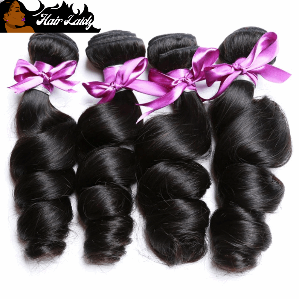 Brazilian Remy Loose Wave Jet Black Hair Extensions 1/3/4 Bundles 8-30 Inches