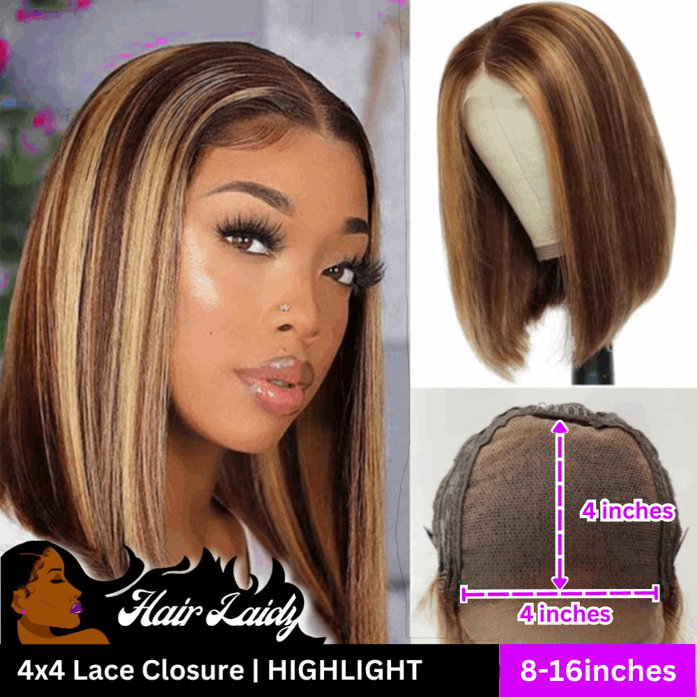16” Brazilian Remy Straight Voluminous 13x4 Bob Transparent Lace Front Wig 4x4 Closure Frontal 8-16 Inches