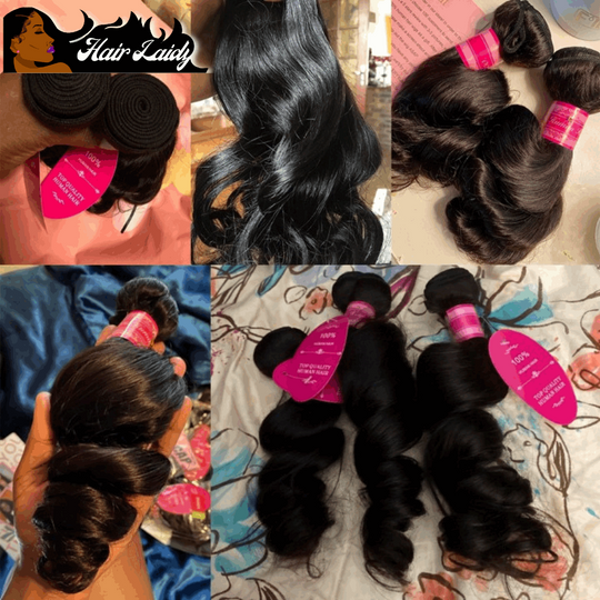 Brazilian Loose Wave Jet Black Remy Hair Extensions 1/3/4 Bundles 8-30 Inches