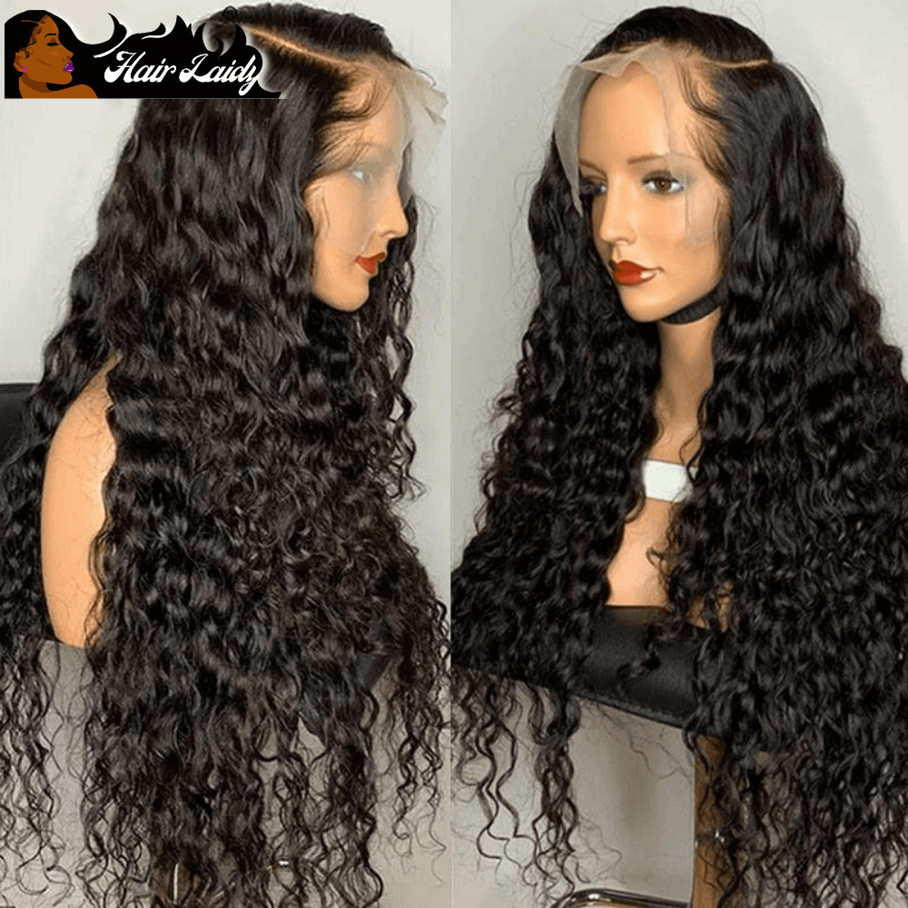 13x4 Lace Front Brazilian Deep Wave Wig Human Remy Hair Pre Plucked Hairline HD Lace Frontal - hairlaidy