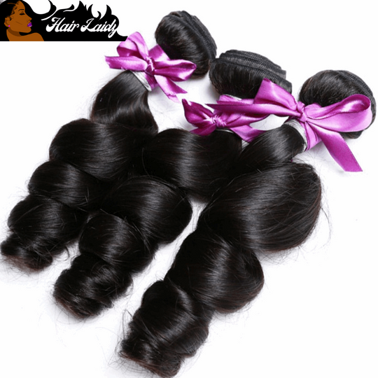 Brazilian Loose Wave Natural Black Remy Hair Extensions 1/3/4 Bundles 8-30 Inches