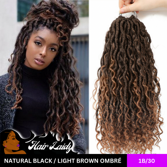 14" Crochet Passion Twist Goddess Braids Hair Extension Ombré Faux Locs With Curly Ends