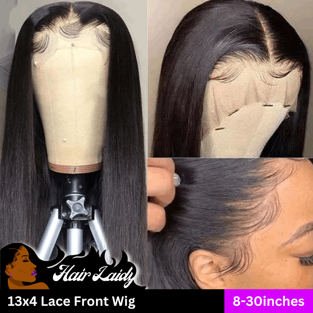 1B Natural Black Brazilian Remy Transparent 13x4 Lace Front Wig 4x4 Closure 8-30 Inches