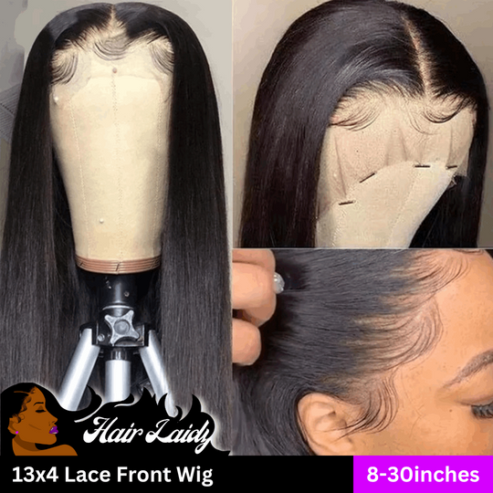 1B Natural Black Brazilian Remy Transparent 13x4 Lace Front Wig 4x4 Closure 8-30 Inches