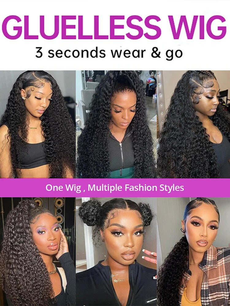 30" Brazilian Remy Water Wave Curly Transparent 360 HD Lace Wig Frontal Closure 12-34 Inches