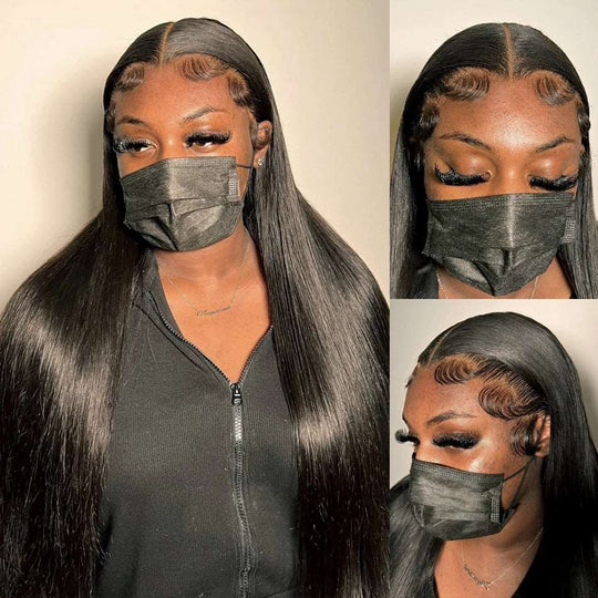 Brazilian Remy Bone Straight Transparent Lace Front Wig Closure 8-40 Inches