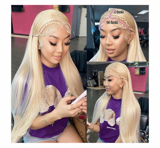 613 Remy Brazilian Long Straight Lace Frontal Wig 8-36 Inches 180% Density