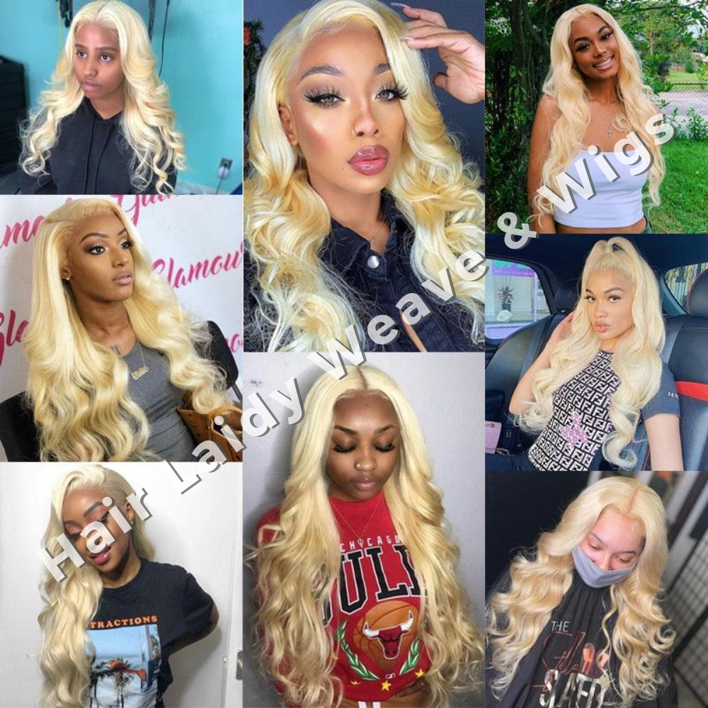 34" 613 Blonde Brazilian Remy Body Wave 360 Lace Front Wig Closure 8-34 inches