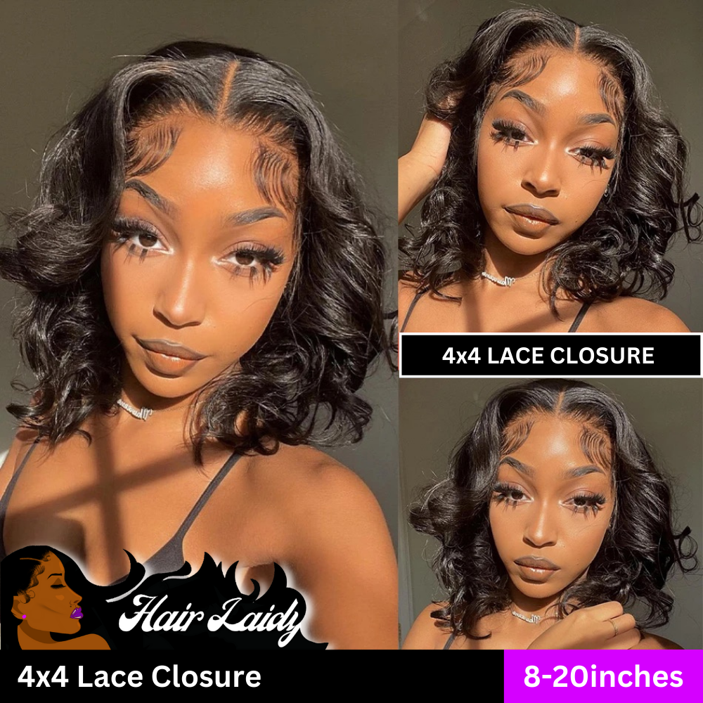 20" Brazilian Remy Body Wave Short Bob Transparent Lace Front Wig 8-20 Inches