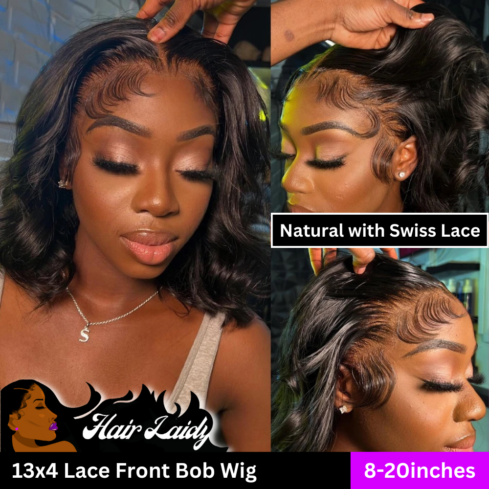 20" Brazilian Remy Body Wave Short Bob Transparent Lace Front Wig 8-20 Inches