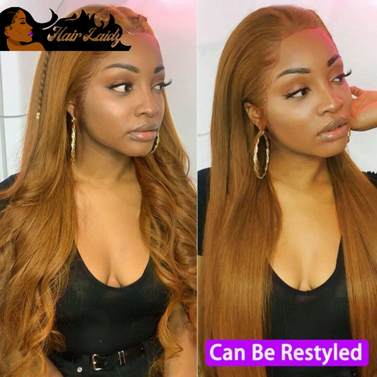 Honey Blonde #27 Brazilian Body Wave 13x4 13x1 Lace Front Wig Transparent Lace 4x4 Closure 10-30 Inches
