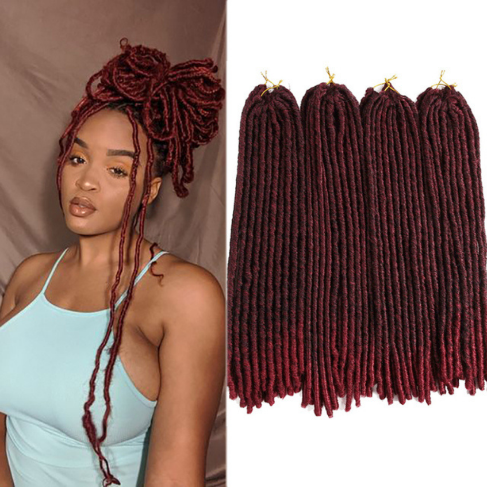 Synthetic Crochet Braiding Hair Extensions Dreadlocks Ombre Brown Colored Soft Straight Faux Locs Braids Hair For Women 18 - 26 Inches
