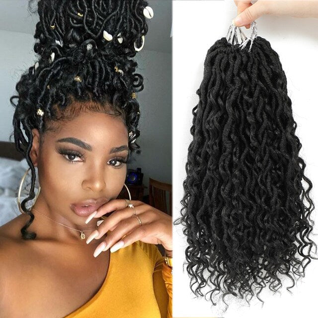 26" Crochet Passion Twist Goddess Braid Faux Loc Hair Extensions With Curly Ends