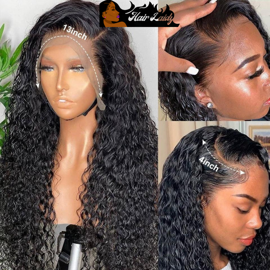 40" Brazilian Deep Wave Transparent HD Lace Wig Curly Lace Front 10-40 Inches
