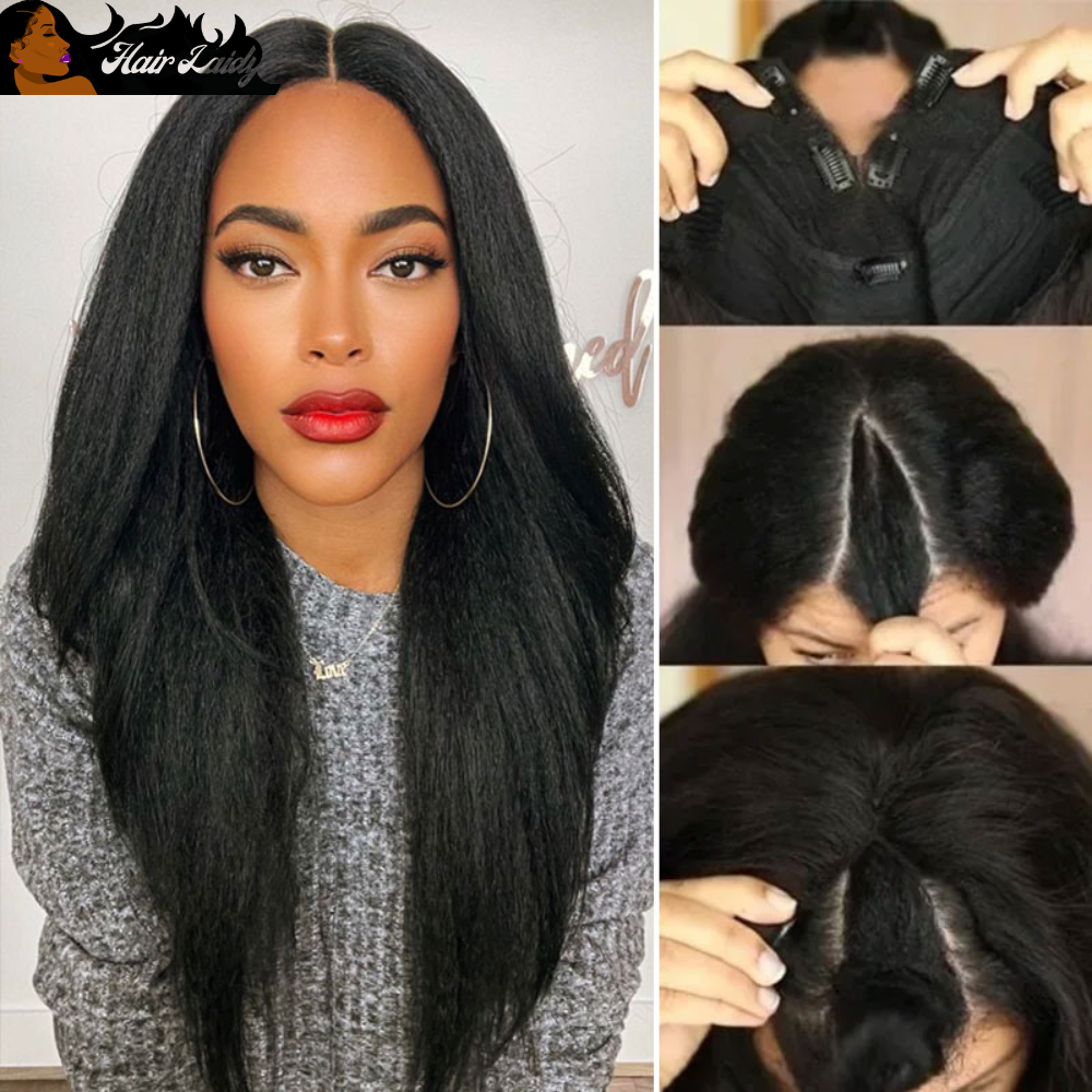 Natural Kinky Straight Brazilian Remy V Part Wig 10-32 Inches