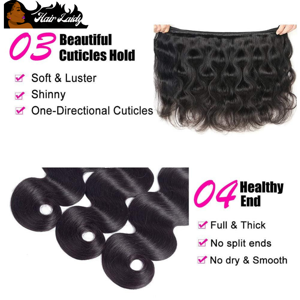 Jet Black Brazilian Body Wave 1/3/4 Bundles Hair Extensions 12-30 Inches