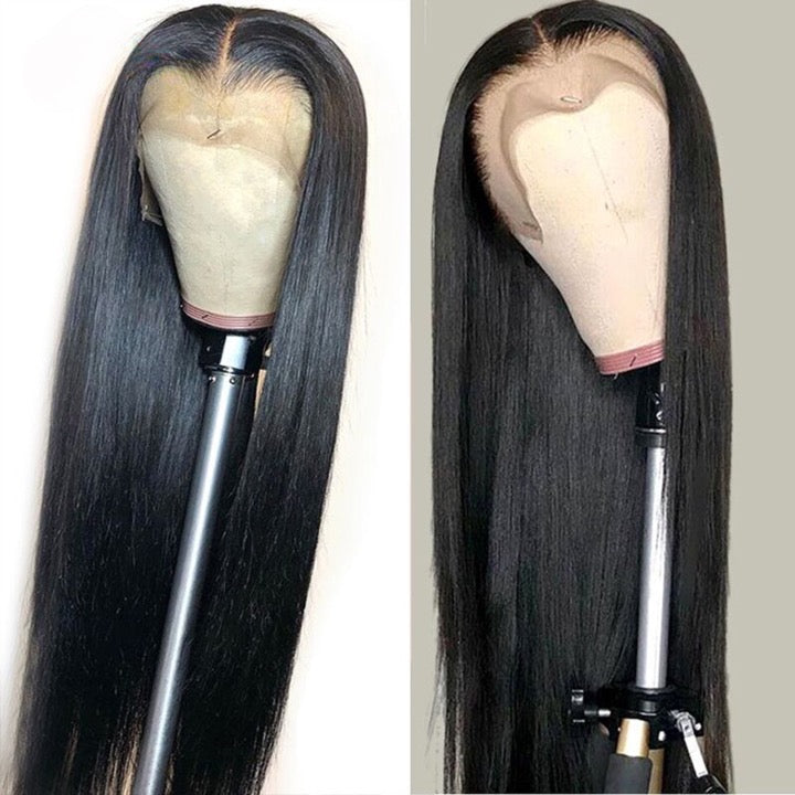 1B Natural Black Brazilian Remy Transparent Lace Front Closure Wig 8-30 Inches