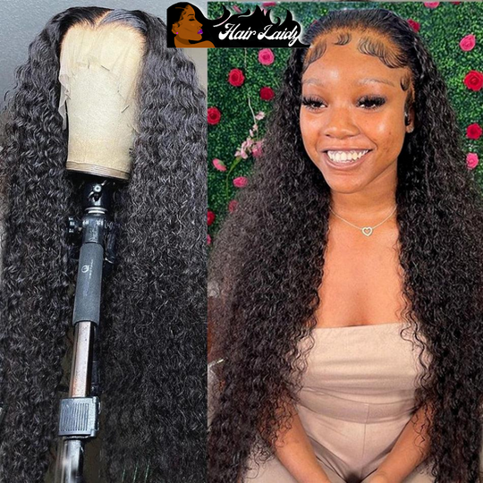 40" Brazilian Deep Wave Transparent HD Lace Wig Curly Lace Front 10-40 Inches