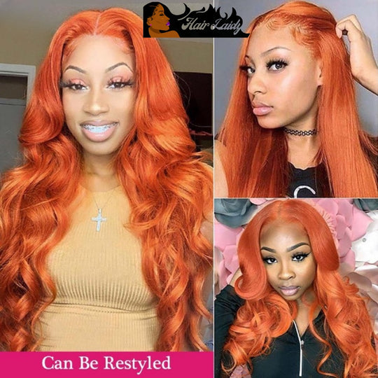 Ginger Orange Brazilian Body Wave 3 Bundles With 4x4 Closure Hair Extensions 8-30 Inches