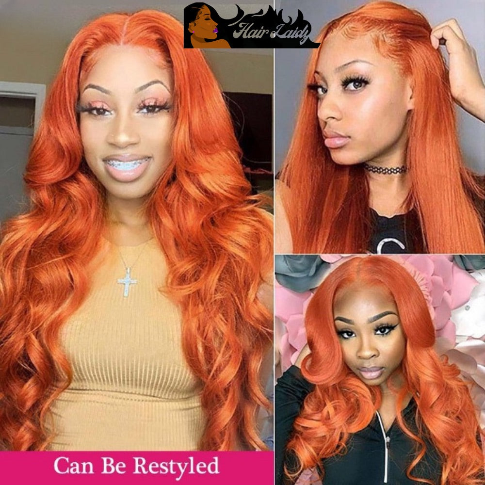 Ginger Orange Brazilian Body Wave 3 Bundles With 4x4 Closure Hair Extensions 8-30 Inches