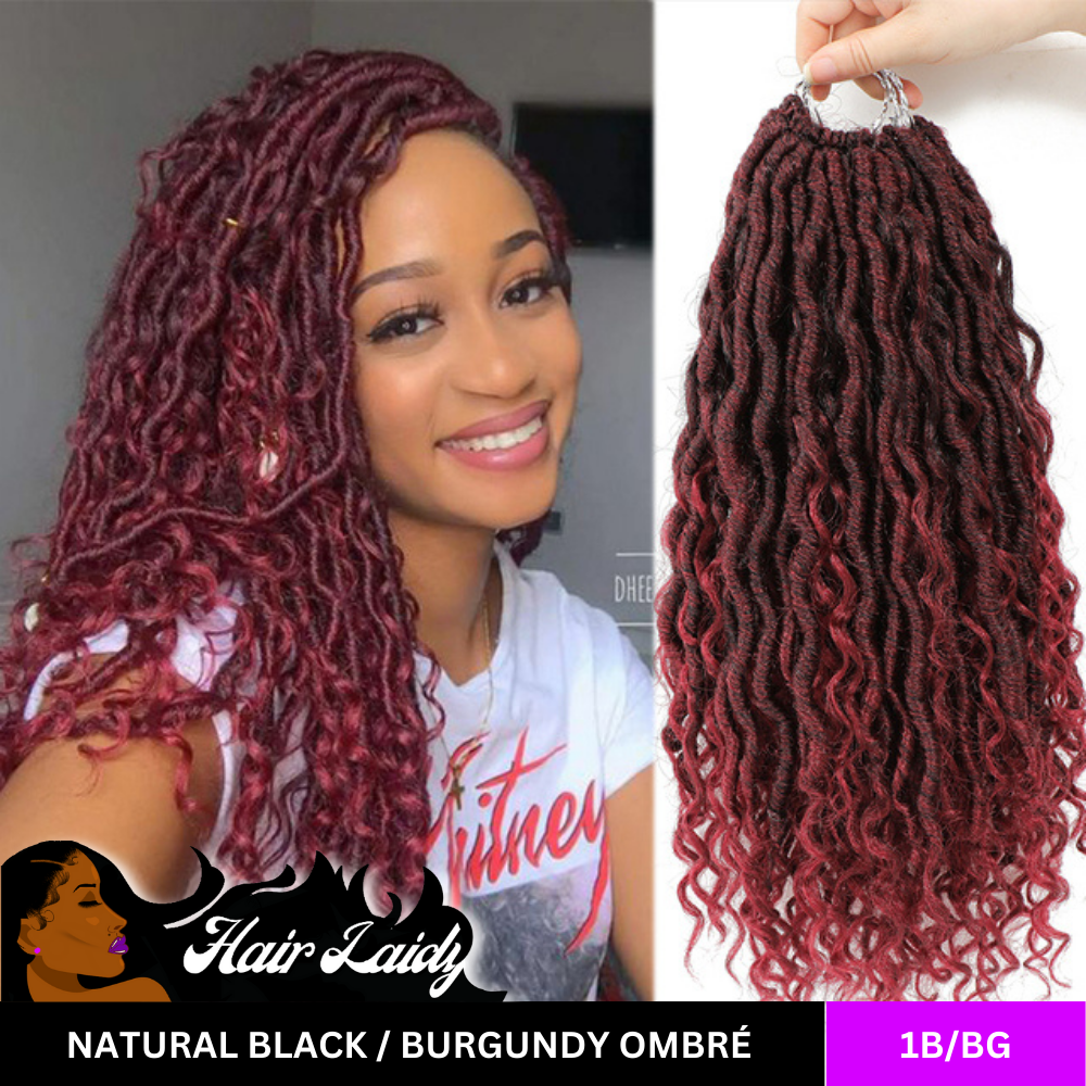 18" Crochet Passion Twist Faux Locs Goddess Braids Hair Extensions Ombre With Curly Ends