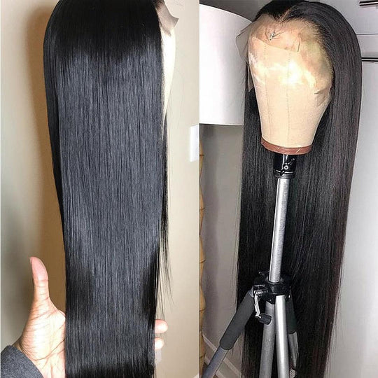 36" Brazilian Straight 13x4 Lace Front Human Hair Wig 4x4 5x5 Frontal and Closure Pre Plucked 8 - 36 Inches - hairlaidy