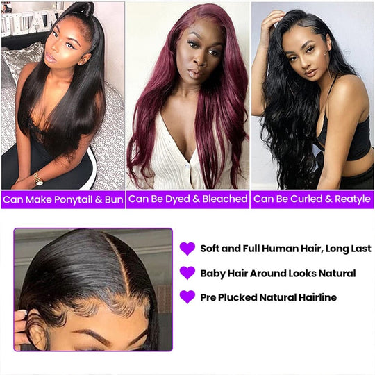 Bone Straight Peruvian Remy Full HD Lace Frontal Wig 8-40 Inches