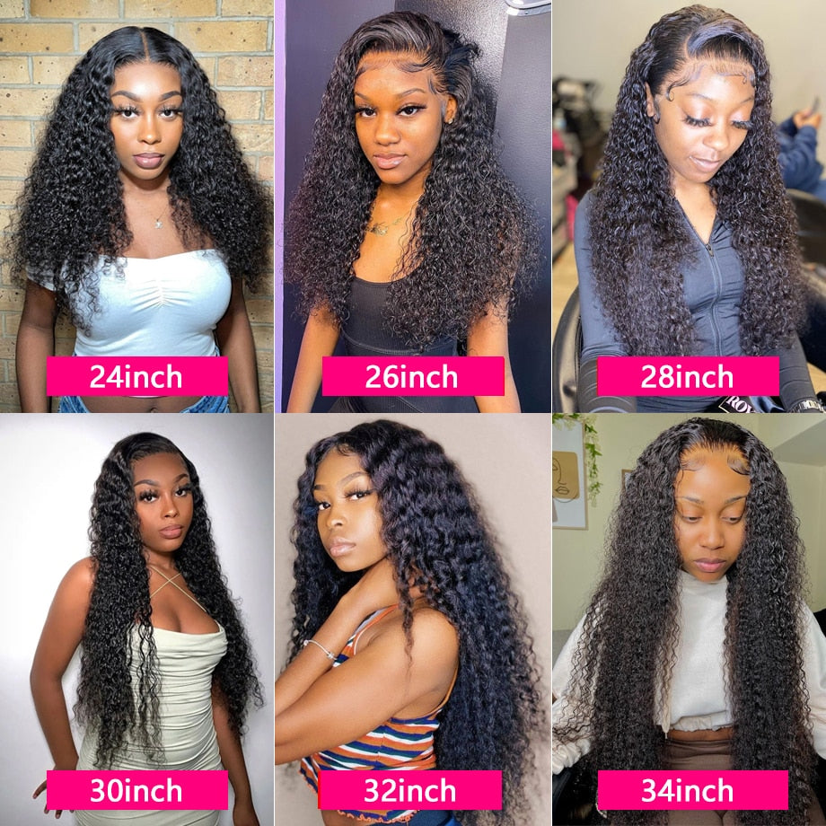 38" Brazilian Remy Loose Deep Wave Transparent Lace Front Wig 8-38 Inches