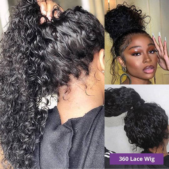 34" Deep Wave Brazilian Virgin Transparent 360 HD Lace Frontal Wig 8-34 Inches