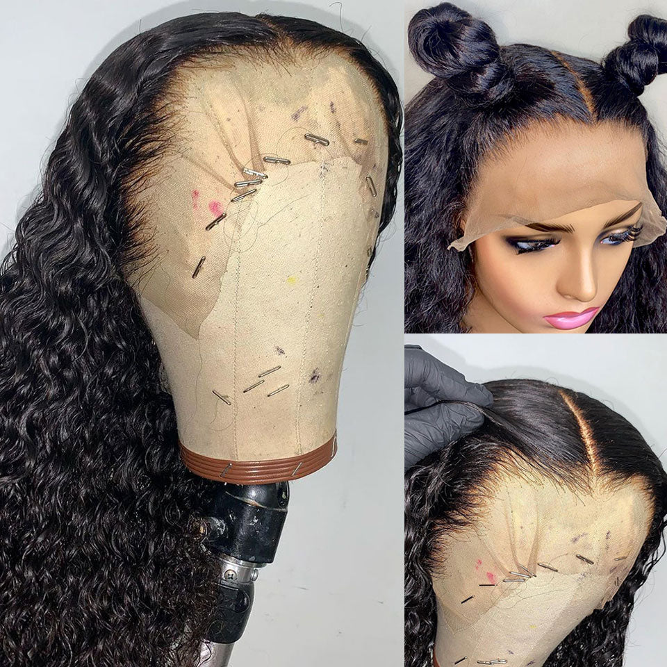 Indian Remy Loose Deep Wave T part Lace Front Wig Closure 10-30 Inches